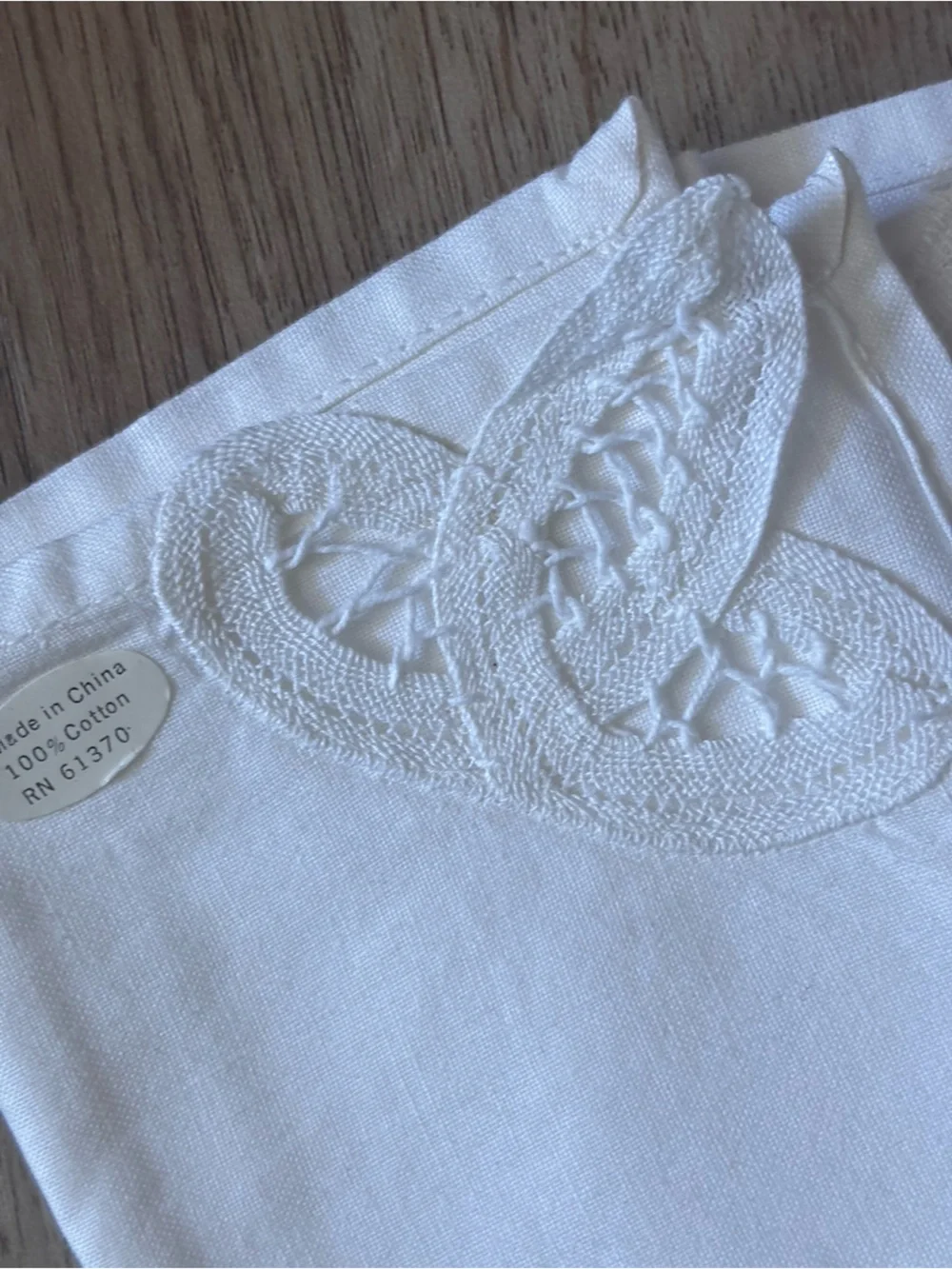 Vintage Cotton Napkins Battenberg Lace